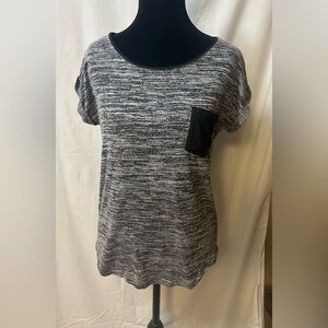 Pimkie Women's Grey Black Top with black breast pocket